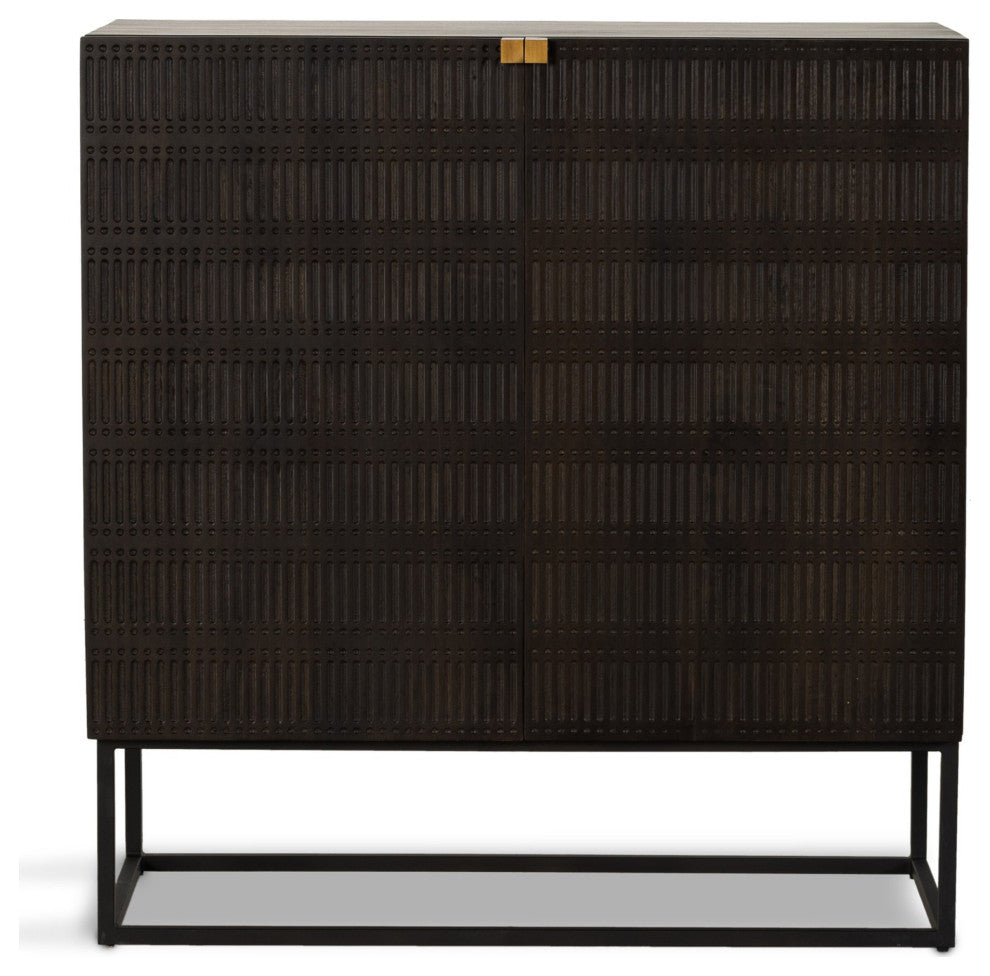 Kelby Bar Cabinet Carved Vintage Brown, Vintage Brown, Gunmetal
