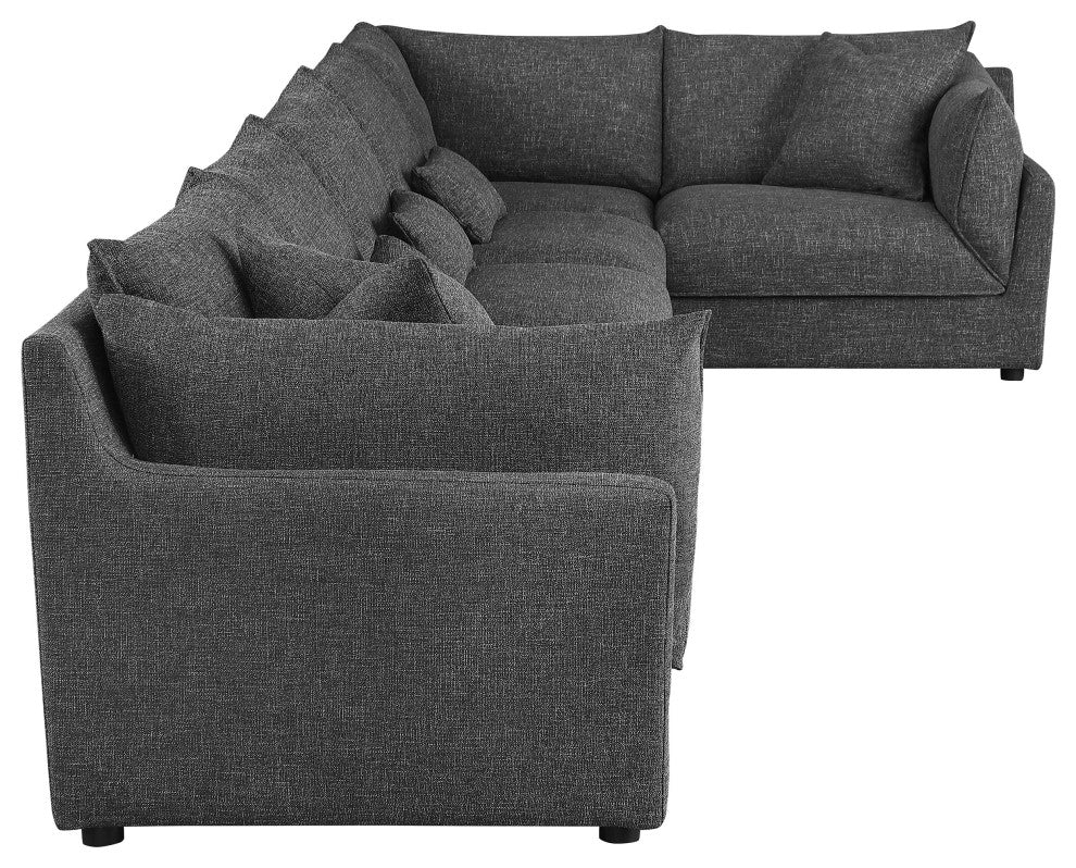 Sasha 6-Piece Upholstered Modular Sectional Barely Black