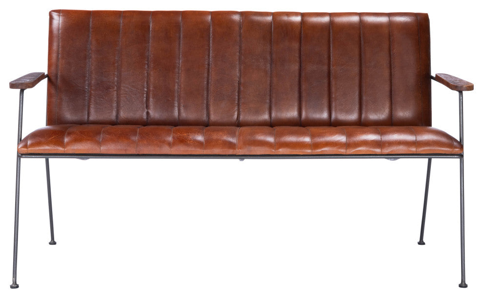 Butler Phoenix Leather and Metal Bench