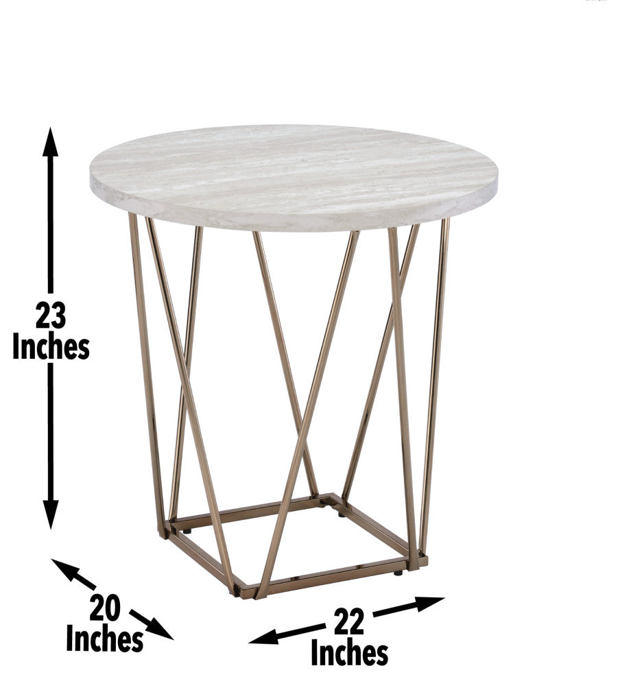 Rowyn Faux Marble Top End Table