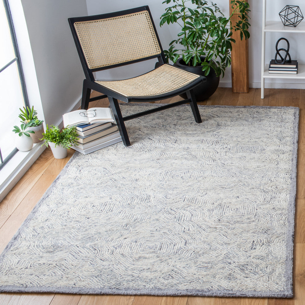 Safavieh Ikat IKT506 Rug 6'' Square Silver Rug