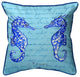 Betsy Drake Blue Sea Horses Extra Large Zippered Pillow 22x22