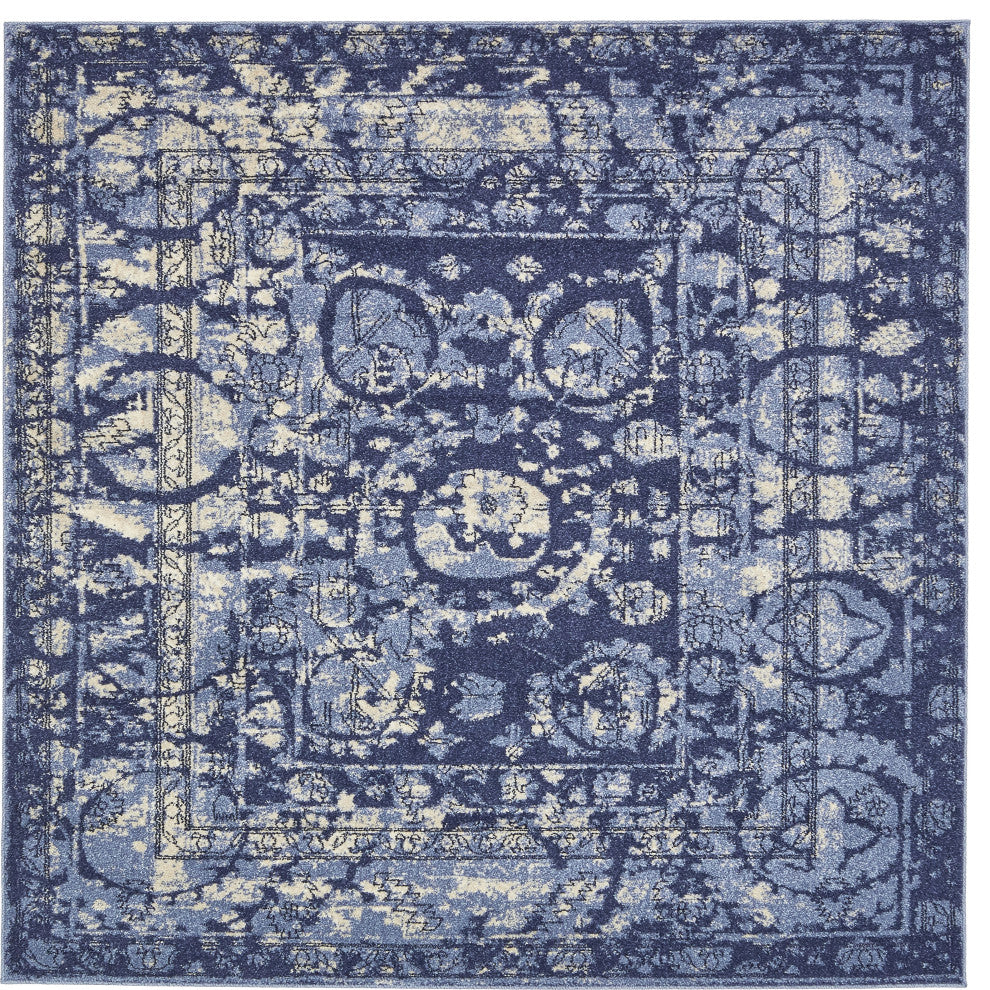 Unique Loom Blue La Jolla Vintage 6'x6' Square Rug