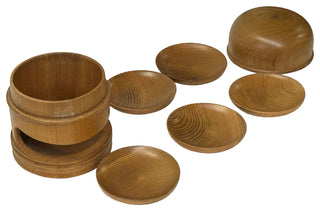 Oriental Wood Crafted 5 Small Plate Coaster with Storage Container Hws4094