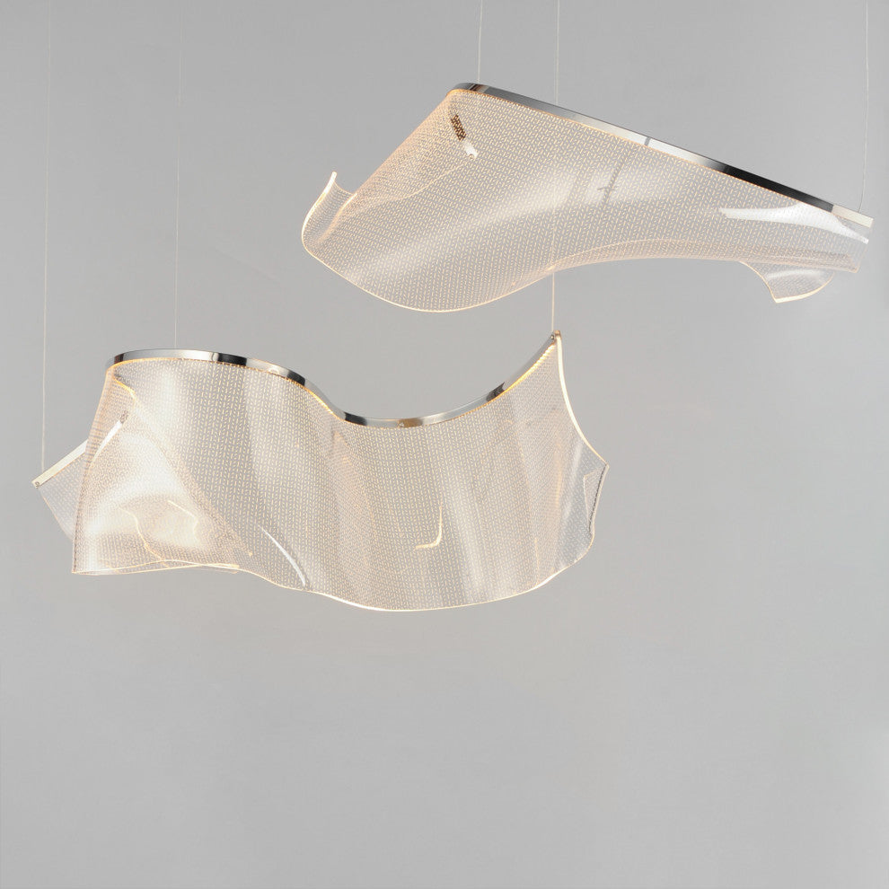 ET2 E24882-133 Rinkle 42"W LED Abstract Linear Pendant - Brushed Gunmetal