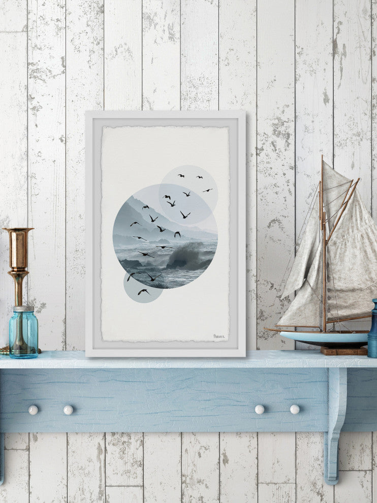 "Bird Waves" Framed Painting Print, 12"x18"
