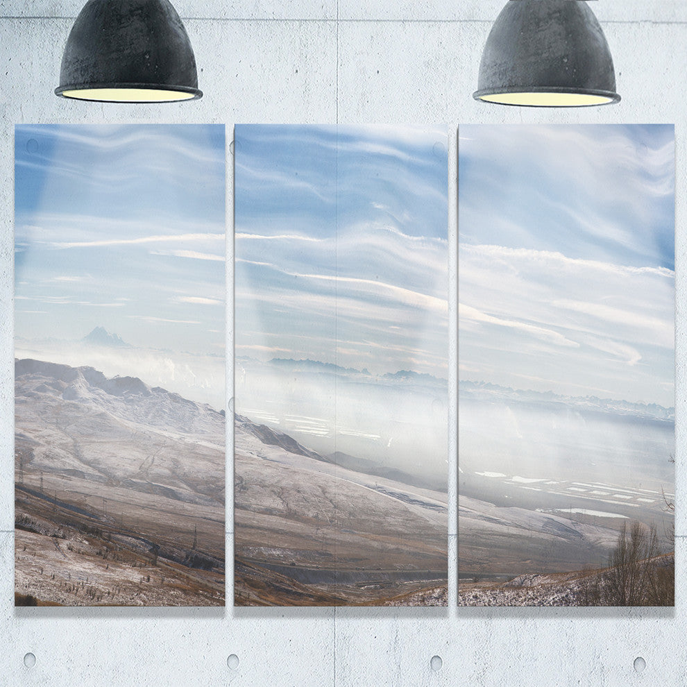 "Winter Mountains in Caucasus" Oversized Beach Metal Wall Art, 3 Panels, 36"x28"
