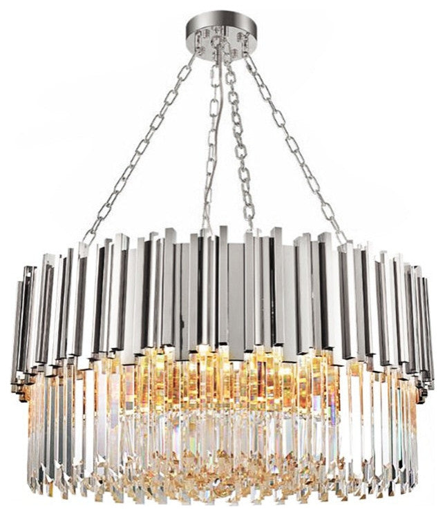 Gio Crystal Chandelier, Polished Chrome, Diameter 40"