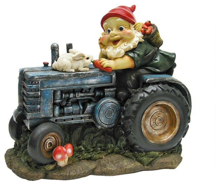 Garden on Tractor Gnome Statue