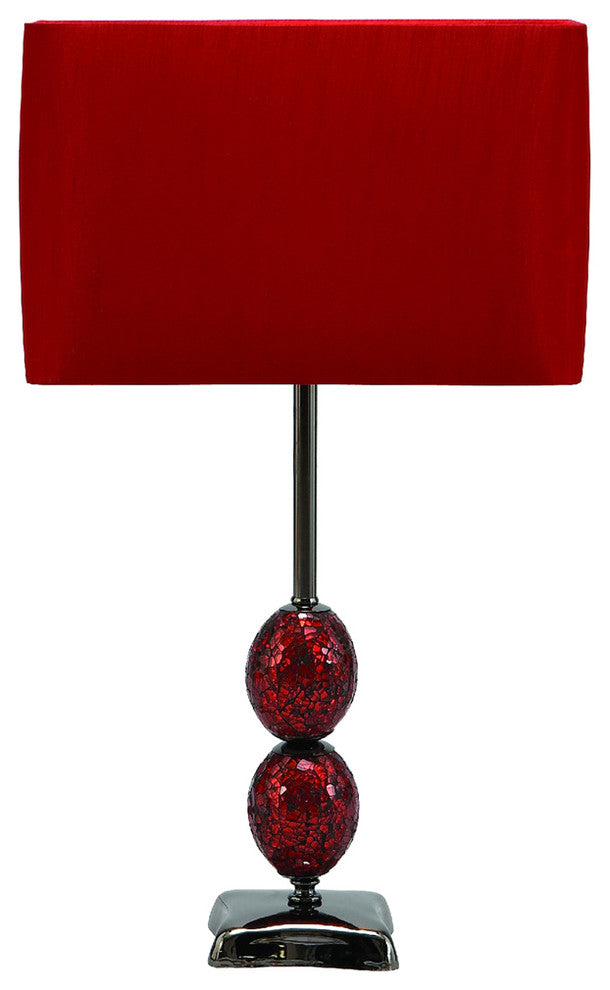 Urban Designs Red Mosaic Cracked Glass 25" Table Lamp, Set of 2