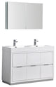 Valencia 48" Glossy White Free Standing Double Sink Vanity, Faucet FFT1040CH
