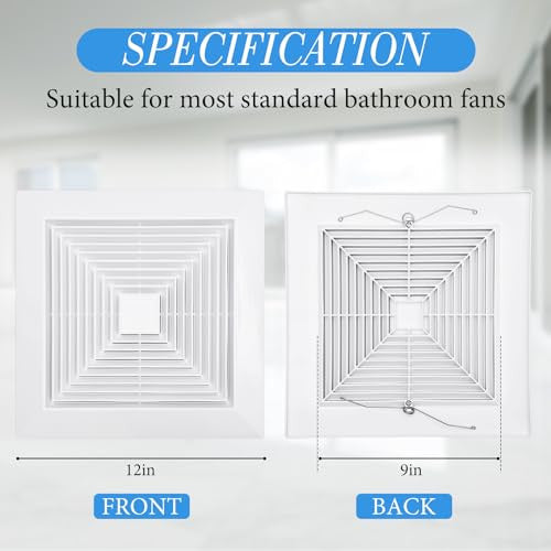 2-Piece Exhaust Ceiling Fan Grille With Springs Plastic Vent, 12x12''