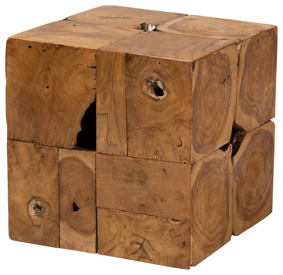 Kamilla Natural Brown Teak Root End Table
