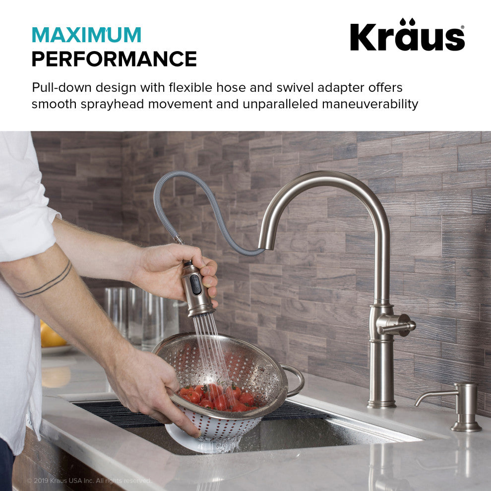 Kraus KPF-1682SFS Traditional Pulldown Kitchen Faucet In Spot Free S. Steel