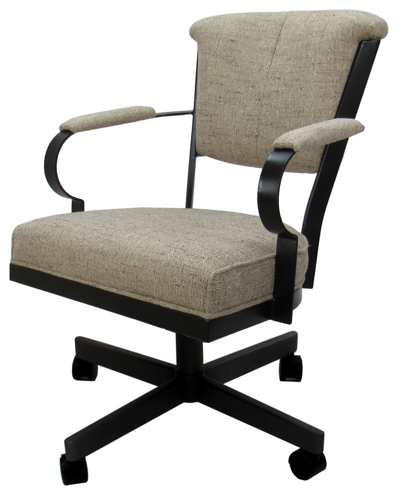 Miami Swivel Metal Dining Caster Chair - Reading Base, Hemsath Driftwood, Black