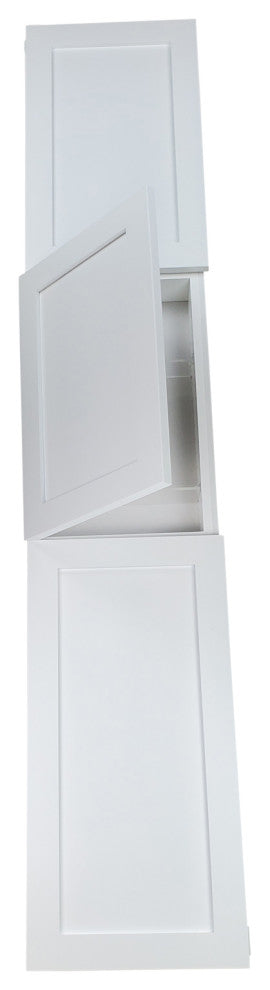 Fruitville Shaker Style Frameless Recessed Wood Pantry Cabinet, 14x78, White Enamel