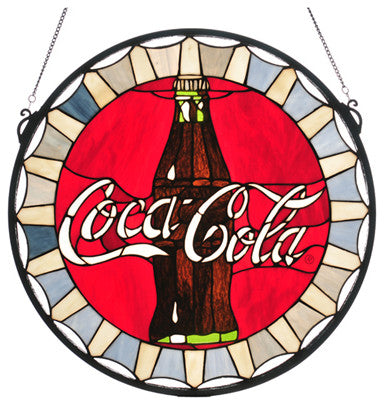 Meyda Lighting 21"W X 21"H Coca-Cola Bottle Cap Stained Glass Window