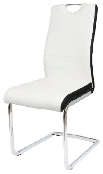 NOSSA Dining Set, Black/Black Table White/Black Chairs