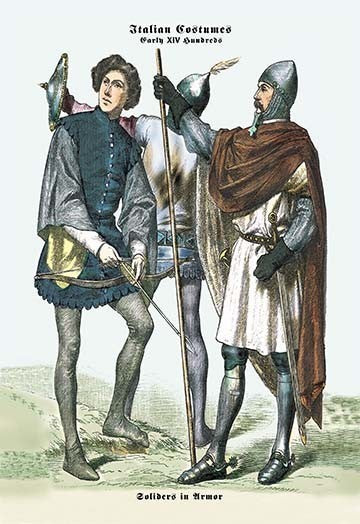 Italian Costumes: Soldiers in Armor - Fine Art Giclee Print 24" x 36"