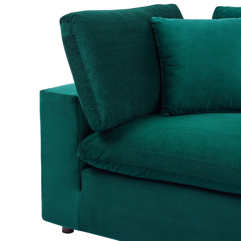 Commix Down Filled Overstuffed Performance Velvet Corner Chair Green