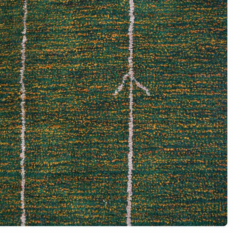 HAND KNOTTED LOOM SILK AREA RUGS-8'x10',Rectangle,Green Gold,Contemporary