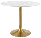 Lippa 36" Round Artificial Marble Dining Table by Modway