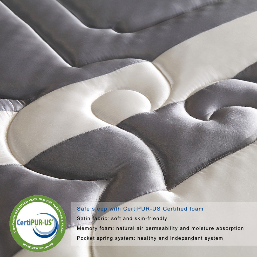 12"? Medium Euro Top Memory Foam Hybrid Pocket Spring Mattress, Queen
