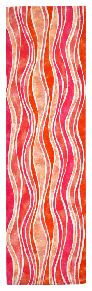 Visions III Wave Indoor/Outdoor Rug Pink 2'3"x8'