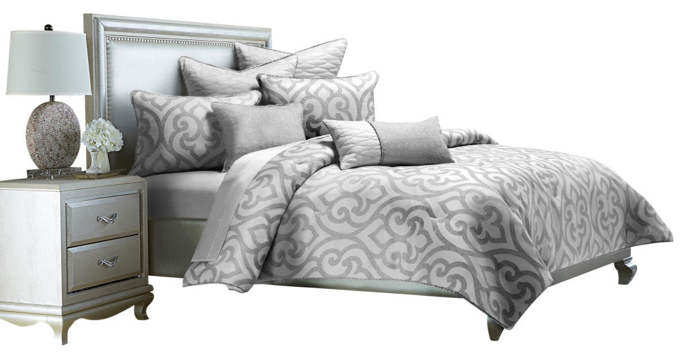 Canterbury 7-Piece Queen Comforter Set - Silver