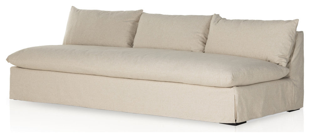 Grant Slipcover Armless Sofa-94"-Natural