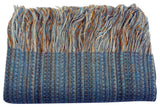 Alpaca and Wool Throw Blanket, Blue Accent