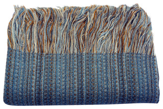 Alpaca and Wool Throw Blanket, Blue Accent