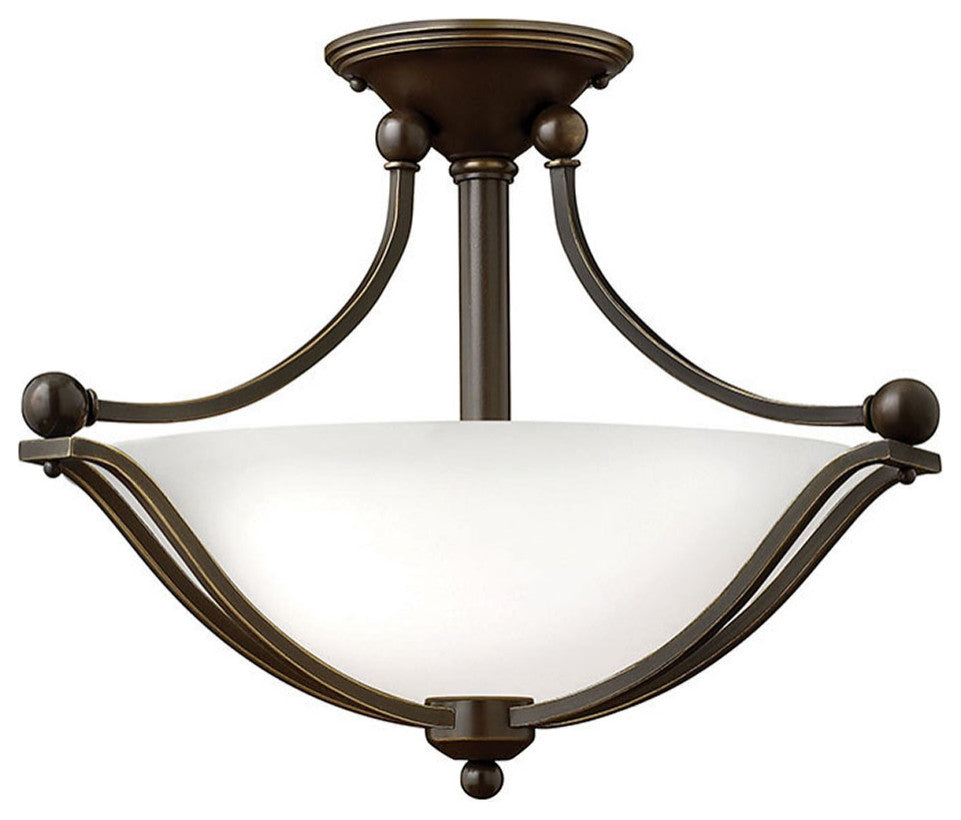 Hinkley Bolla Small Semi-Flush Mount, Olde Bronze With Opal Glass