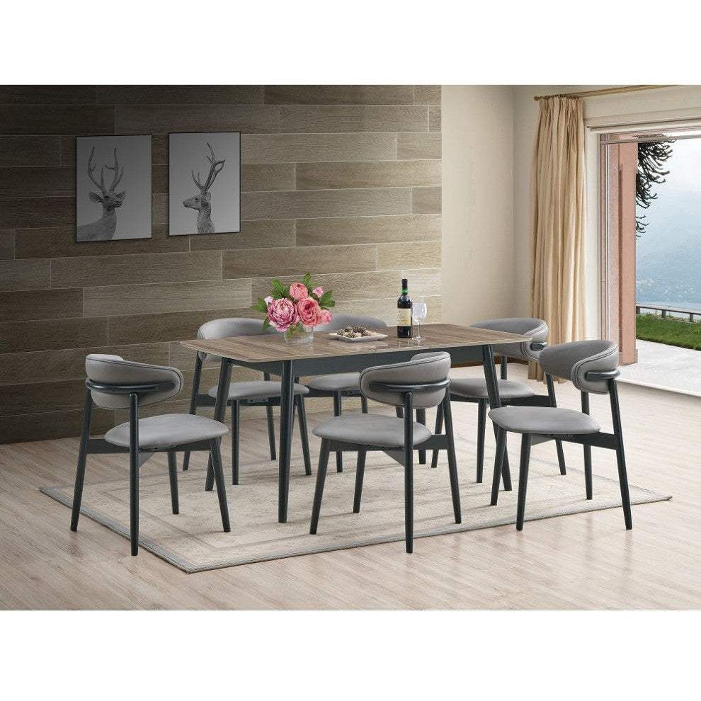 Set of 2 Upholstered Side Chairs in Gray and Black