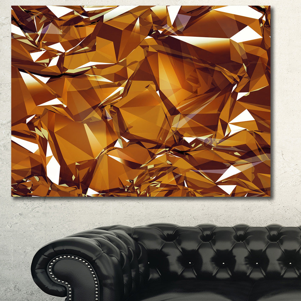 3D Gold Crystal Background, Oversized Abstract Canvas Wall Art, 60x40