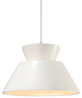 Radiance Trapezoid 1-Light Pendant, Gloss White, Antique Brass GU24 15W CFL