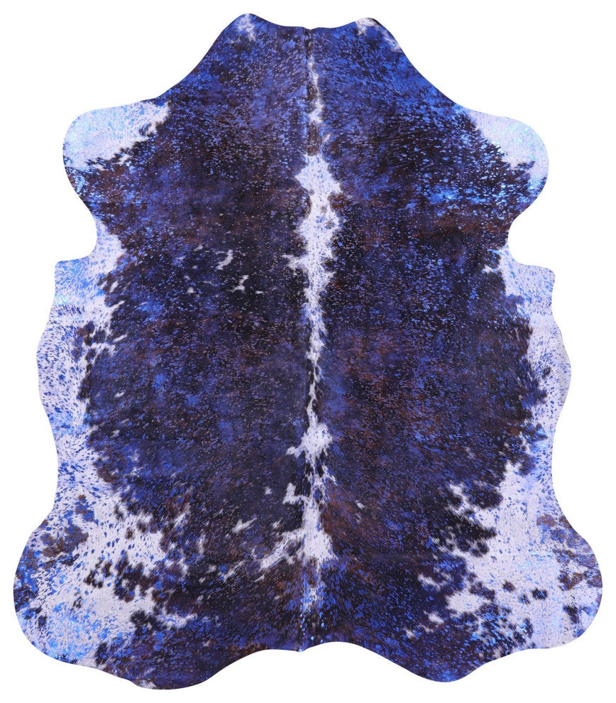 Blue Metallic Cowhide Rug 6' 9" X 6' 0" C2126