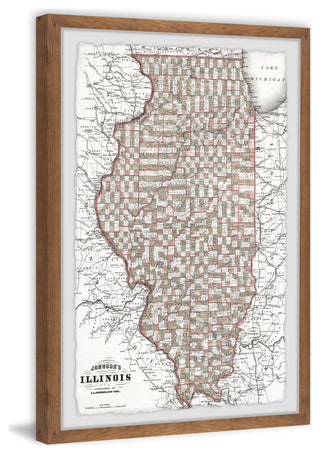"Vintage Illinois Map" Framed Painting Print, 24x36