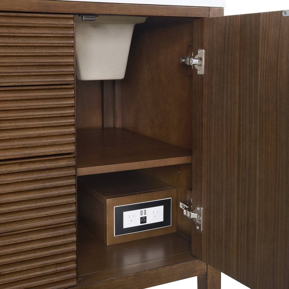 Myrrin 60" Double Vanity, Walnut, 1-Hole 3 CM White Zeus Top, Backsplash