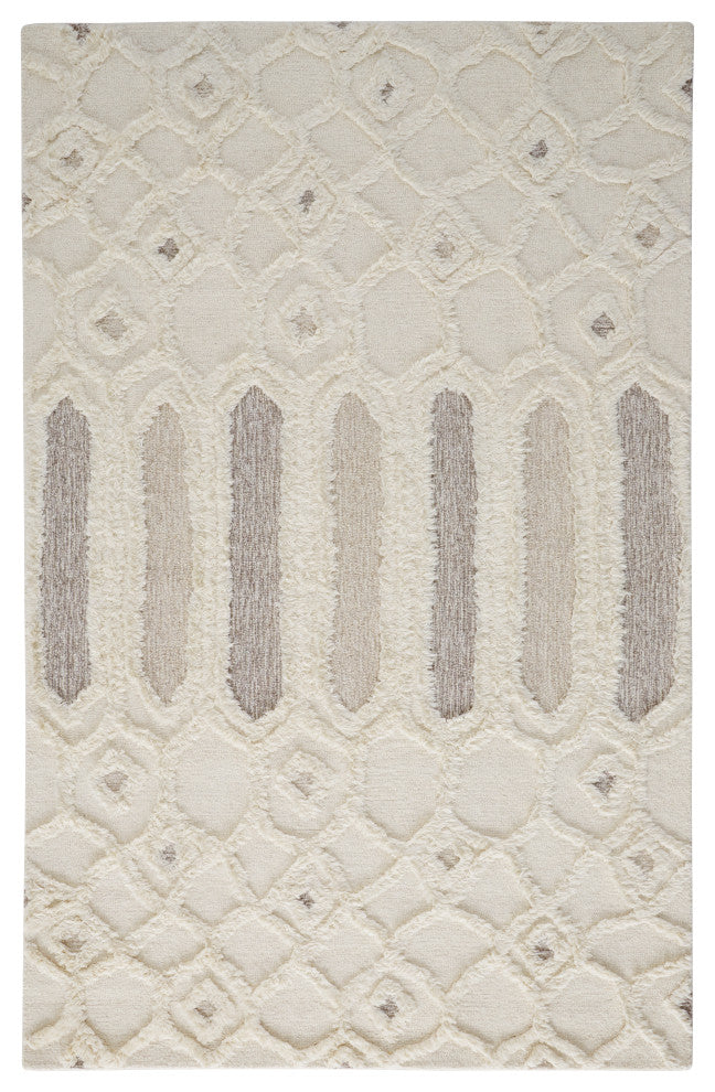 Weave & Wander Elika Wool Rug, Ivory/Taupe/Tan, Ivory, 2ft x 3ft Rug