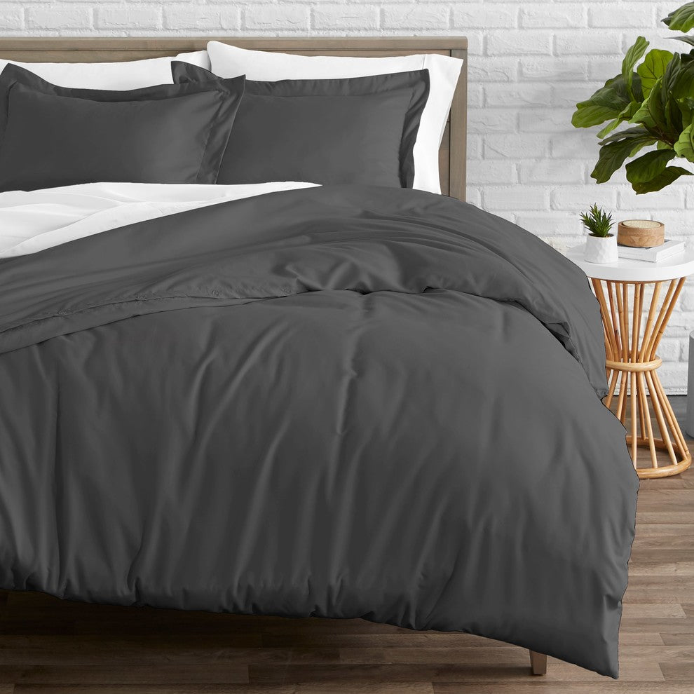 Bare Home Microfiber Duvet Insert & Duvet Cover Set, Gray, King