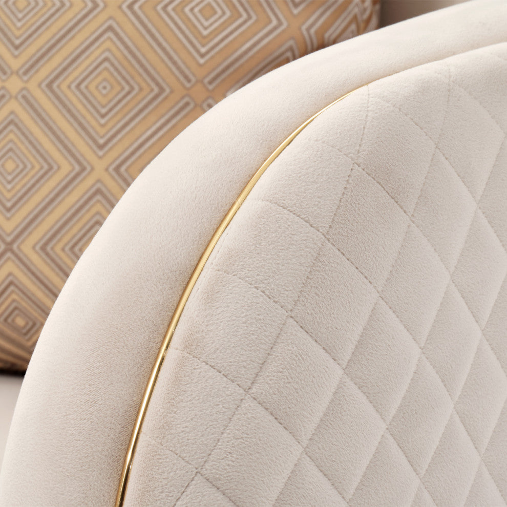 Ariana Velvet Accent Chair, Beige/Gold