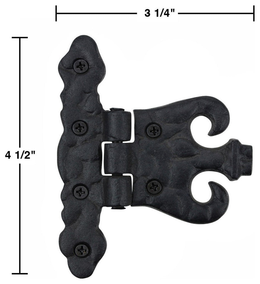 Wrought Iron Black Cabinet Door Hinge Rust Resistant Flush Mount Hinges