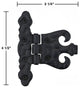 Wrought Iron Black Cabinet Door Hinge Rust Resistant Flush Mount Hinges