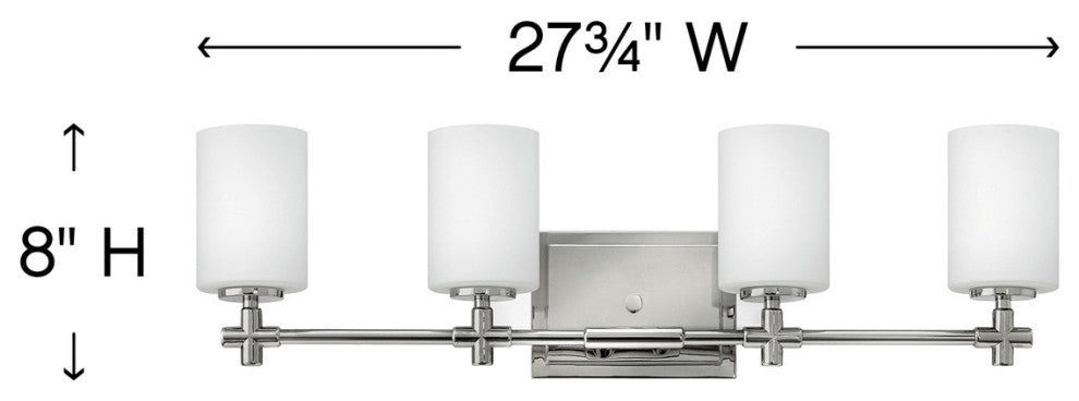 Hinkley Laurel Four Light Vanity, Polished Nickel