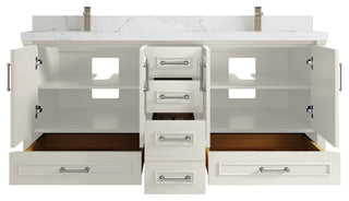 Aberdeen 72" Double Sink Bath Vanity, Alabaster 2" Calacatta Nuvo