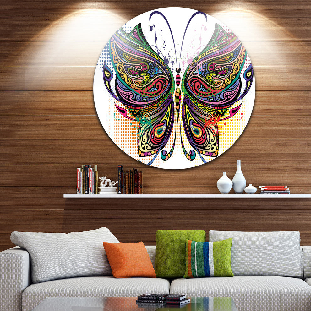 Variegated Butterfly, Digital Art Round Wall Art, 11"