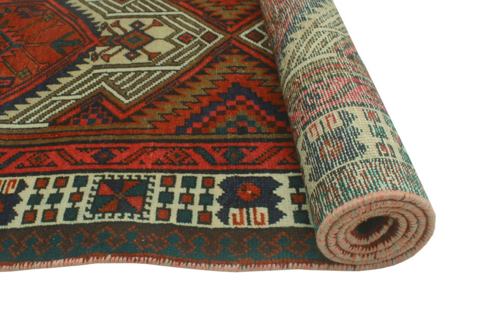 Fine Vintage Distressed Mandaily Rust/Ivory Runner, 3'4x10'5