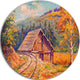 Railway Track In Village, Landscape Round Wall Art, 36"