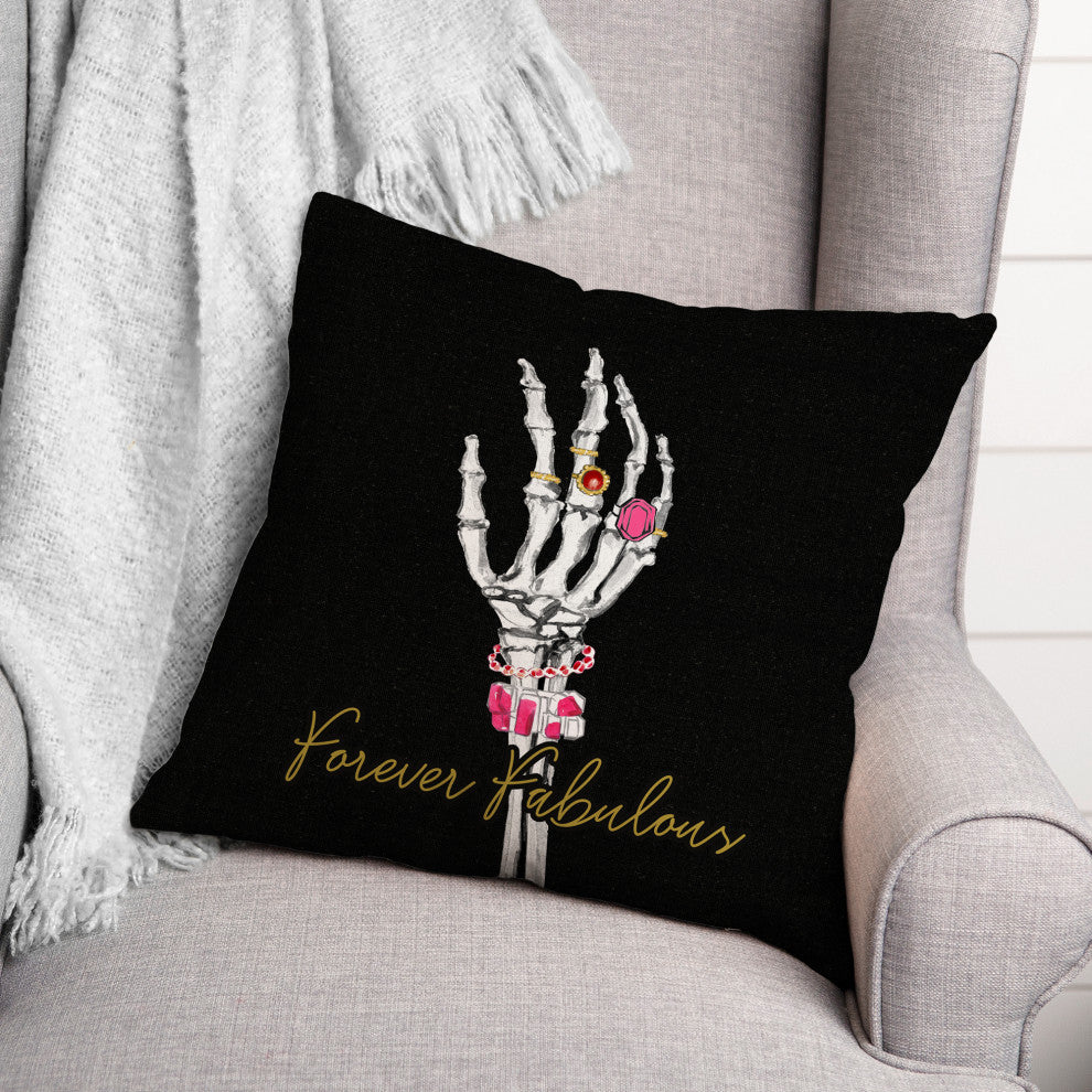 Fabulous Forever Skeleton 20x20 Throw Pillow